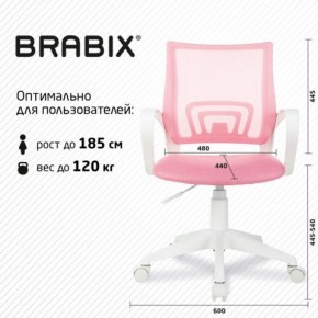 Кресло BRABIX "Fly MG-396W", с подлокотниками, пластик белый, сетка, розовое, 533008 в Нижнем Тагиле - nizhniy-tagil.mebel24.online | фото 5