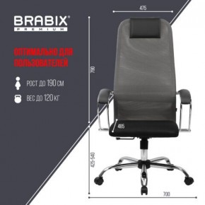 Кресло офисное BRABIX PREMIUM "Ultimate EX-800" хром, плотная двойная сетка Х2, черное/серое, 532912 в Нижнем Тагиле - nizhniy-tagil.mebel24.online | фото 3