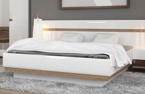 Кровать 140/TYP 91-01 с подъемником, LINATE ,цвет белый/сонома трюфель в Нижнем Тагиле - nizhniy-tagil.mebel24.online | фото