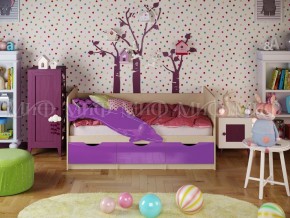 Кровать Дельфин-1 800*1600 (Фиолетовый металлик/дуб крафт белый) в Нижнем Тагиле - nizhniy-tagil.mebel24.online | фото
