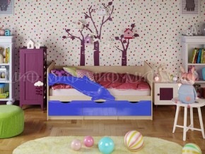 Кровать Дельфин-1 800*1600 (Синий металлик/дуб крафт белый) в Нижнем Тагиле - nizhniy-tagil.mebel24.online | фото