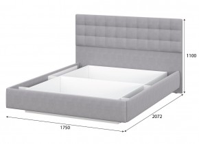 Кровать двойная №2 (универсальная 1.6х2.0) Серия 2 + основание (Белый/Серый ткань/Квадро Серый ткань) в Нижнем Тагиле - nizhniy-tagil.mebel24.online | фото 2
