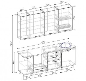 Кухонный гарнитур Графика 2200 (Стол. 26мм) в Нижнем Тагиле - nizhniy-tagil.mebel24.online | фото 2