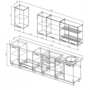 Кухонный гарнитур Графика 2800 (Стол. 38мм) в Нижнем Тагиле - nizhniy-tagil.mebel24.online | фото 2