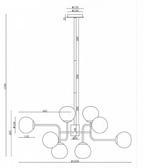Люстра на штанге Maytoni Erich MOD221-PL-12-G в Нижнем Тагиле - nizhniy-tagil.mebel24.online | фото 3