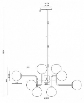 Люстра на штанге Maytoni Erich MOD221-PL-12-N в Нижнем Тагиле - nizhniy-tagil.mebel24.online | фото 3