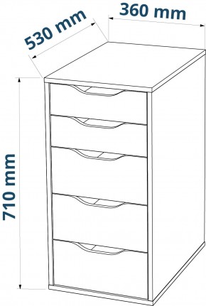 S01026 Ингар 5 комод 36x71x53, серо-бирюзовый в Нижнем Тагиле - nizhniy-tagil.mebel24.online | фото 3