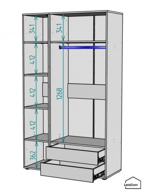 Шкаф Linnea MHR-3-2 2050х1200х510 (ДВ-М 11.1.25) в Нижнем Тагиле - nizhniy-tagil.mebel24.online | фото 3