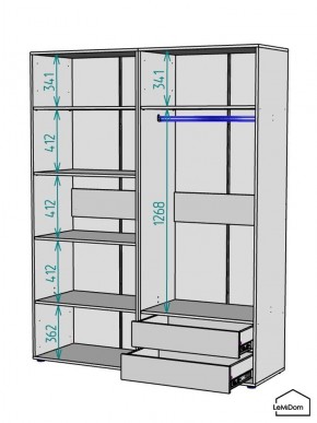 Шкаф Linnea MHR-4-2 2050х1600х510 (Белый-М 11.1.2) в Нижнем Тагиле - nizhniy-tagil.mebel24.online | фото 3