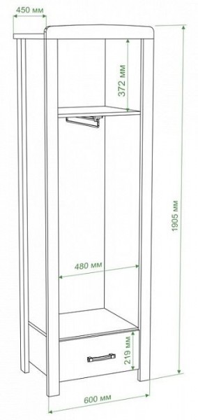 Шкаф платяной Бартоло Ш1Д в Нижнем Тагиле - nizhniy-tagil.mebel24.online | фото 2