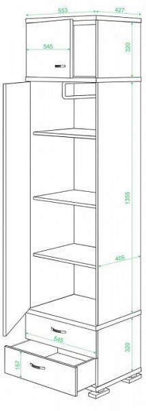 Шкаф платяной Домино КС-10 в Нижнем Тагиле - nizhniy-tagil.mebel24.online | фото 2