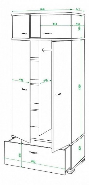 Шкаф платяной Домино КС-20 в Нижнем Тагиле - nizhniy-tagil.mebel24.online | фото 3