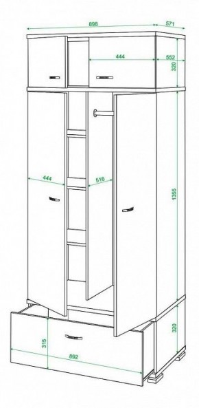 Шкаф платяной Домино КС-20 в Нижнем Тагиле - nizhniy-tagil.mebel24.online | фото 3