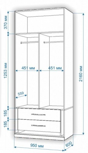 Шкаф платяной Нобиле Пл-95/60 в Нижнем Тагиле - nizhniy-tagil.mebel24.online | фото 2