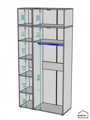 Шкаф с антресолью Linnea MHR-3A-1 2450х1200х510 (Графит-М 11.1.25) в Нижнем Тагиле - nizhniy-tagil.mebel24.online | фото 3
