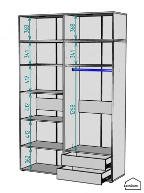Шкаф с антресолью Linnea MHR-4A-2 2450х1600х510 (ДВ-М 11.1.25) в Нижнем Тагиле - nizhniy-tagil.mebel24.online | фото 3