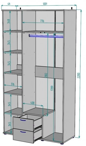 Шкаф с зеркалом Ольга H54_M в Нижнем Тагиле - nizhniy-tagil.mebel24.online | фото 2