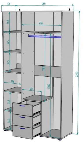 Шкаф с зеркалом Ольга H57_M в Нижнем Тагиле - nizhniy-tagil.mebel24.online | фото 2