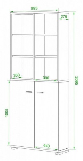 Стеллаж комбинированный Домино Лайт ПУ-30-4 в Нижнем Тагиле - nizhniy-tagil.mebel24.online | фото 2