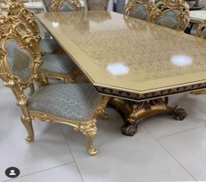 Стол прямоугольный раскладной Изабелла GOLD (столешница под мрамор) 2400(2800)*1100 в Нижнем Тагиле - nizhniy-tagil.mebel24.online | фото