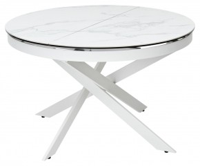 Стол TRENTO 120 HIGH GLOSS STATUARIO Белый мрамор глянцевый, керамика/ белый каркас, ®DISAUR в Нижнем Тагиле - nizhniy-tagil.mebel24.online | фото 1