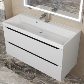 Тумба под раковину Uperwood Tanos 100 см, подвесная, белая/графит в Нижнем Тагиле - nizhniy-tagil.mebel24.online | фото 10