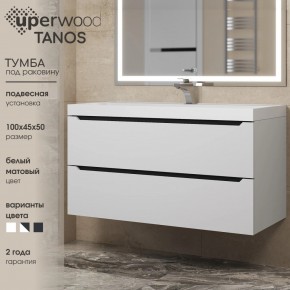 Тумба под раковину Uperwood Tanos 100 см, подвесная, белая/графит в Нижнем Тагиле - nizhniy-tagil.mebel24.online | фото 3