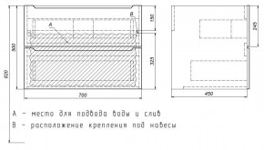 Тумба под раковину Uperwood Tanos 70 см, подвесная, белая/графит в Нижнем Тагиле - nizhniy-tagil.mebel24.online | фото 7