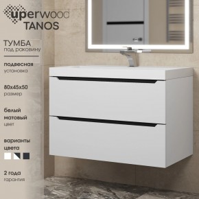 Тумба под раковину Uperwood Tanos 80 см, подвесная, белая/графит в Нижнем Тагиле - nizhniy-tagil.mebel24.online | фото 3