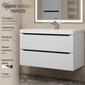 Тумба под раковину Uperwood Tanos 90 см, подвесная, белая/графит в Нижнем Тагиле - nizhniy-tagil.mebel24.online | фото 3
